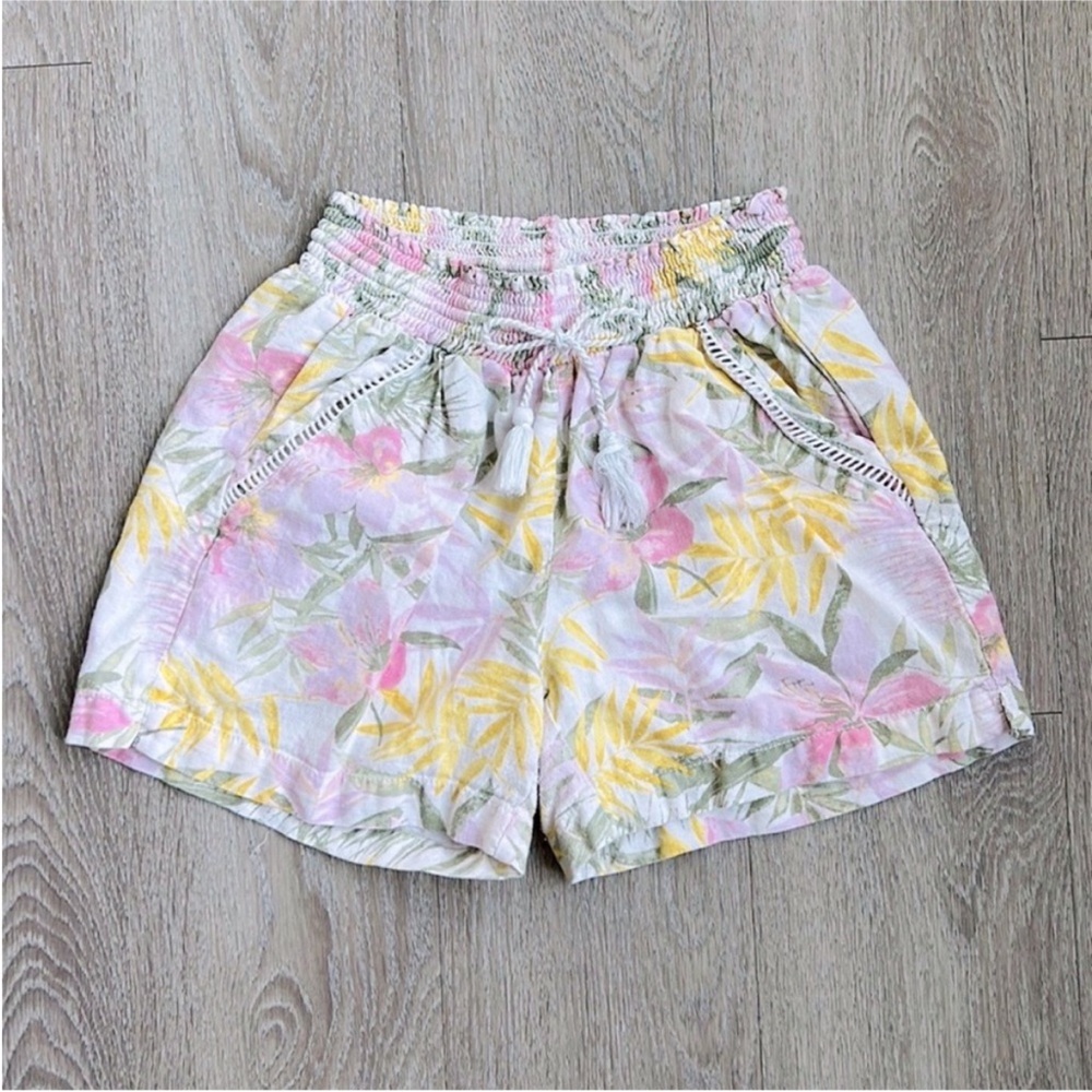Lounge Shorts Smocked Elastic Waist with Pockets